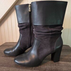 C. Wonder Amanda leather and suede, mid-calf, slouch boot Size 11 Storm Gray